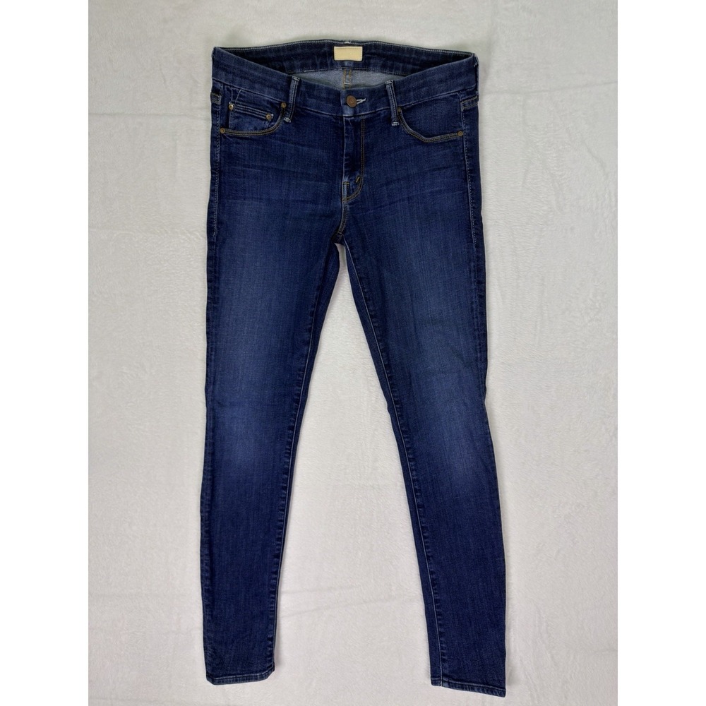 MOTHER Dark Blue Ankle Crop Skinny Jeans